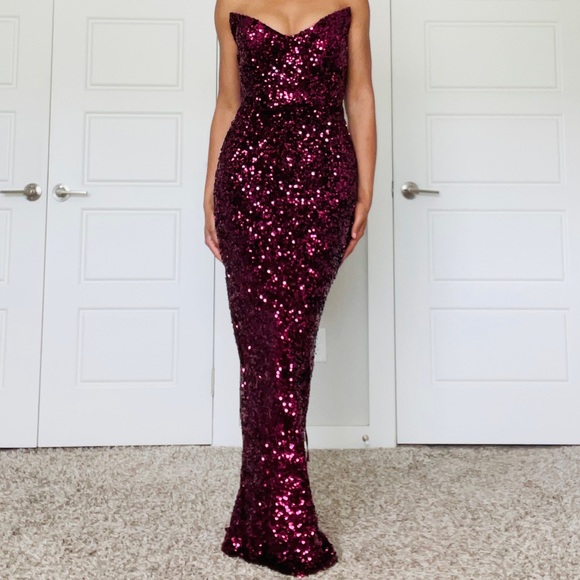 Dresses & Skirts - Ox Blood Sequin Corset Occassion Dress